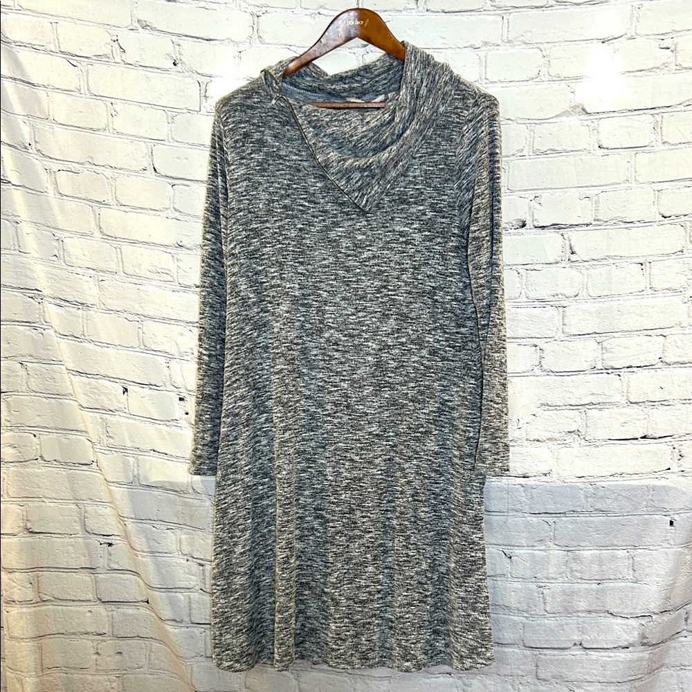 Soft Surroundings Black & White Long Sleeve Zipped Neck Dress Size Large